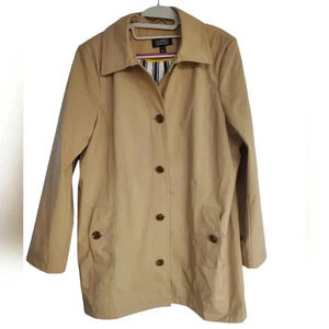 Women's Dennis by Dennis Basso Tan Lightweight Mid Length Trench Coat | Size XL